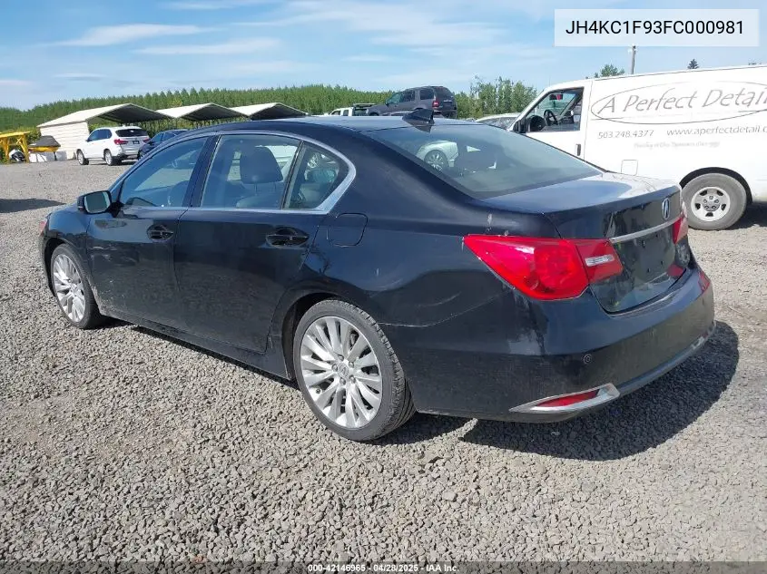 2015 Acura Rlx VIN: JH4KC1F93FC000981 Lot: 42146965