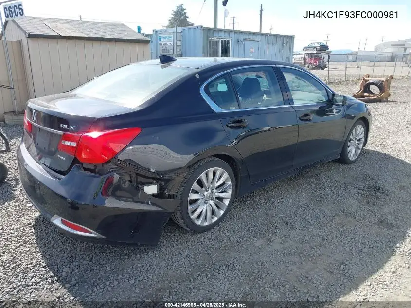 2015 Acura Rlx VIN: JH4KC1F93FC000981 Lot: 42146965