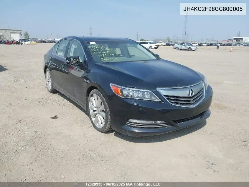 2016 Acura Rlx Sport Hybrid Elite Package/Tech Package VIN: JH4KC2F98GC800005 Lot: 12328935