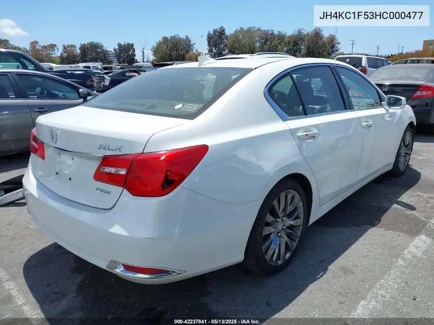 2017 Acura Rlx VIN: JH4KC1F53HC000477 Lot: 42237841