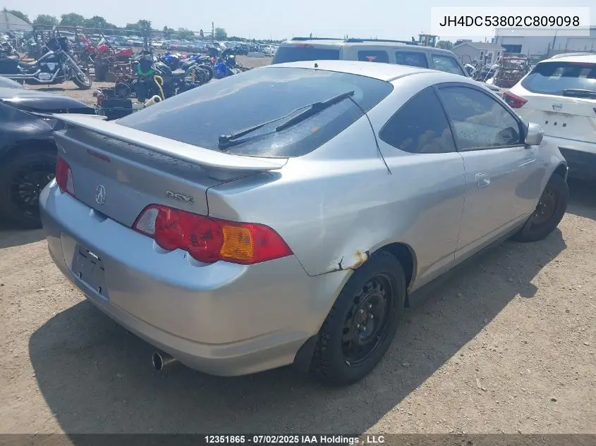 2002 Acura Rsx VIN: JH4DC53802C809098 Lot: 12351865
