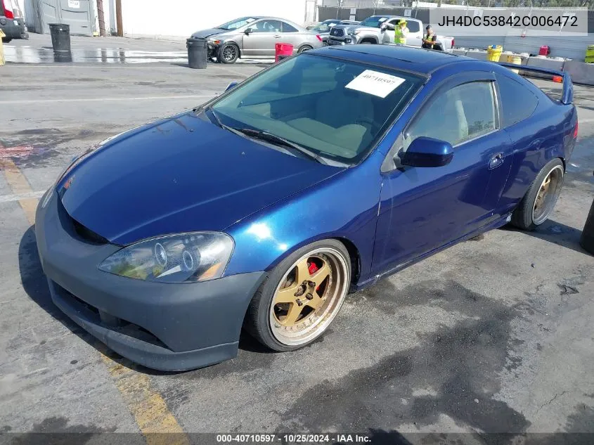 2002 Acura Rsx VIN: JH4DC53842C006472 Lot: 40710597