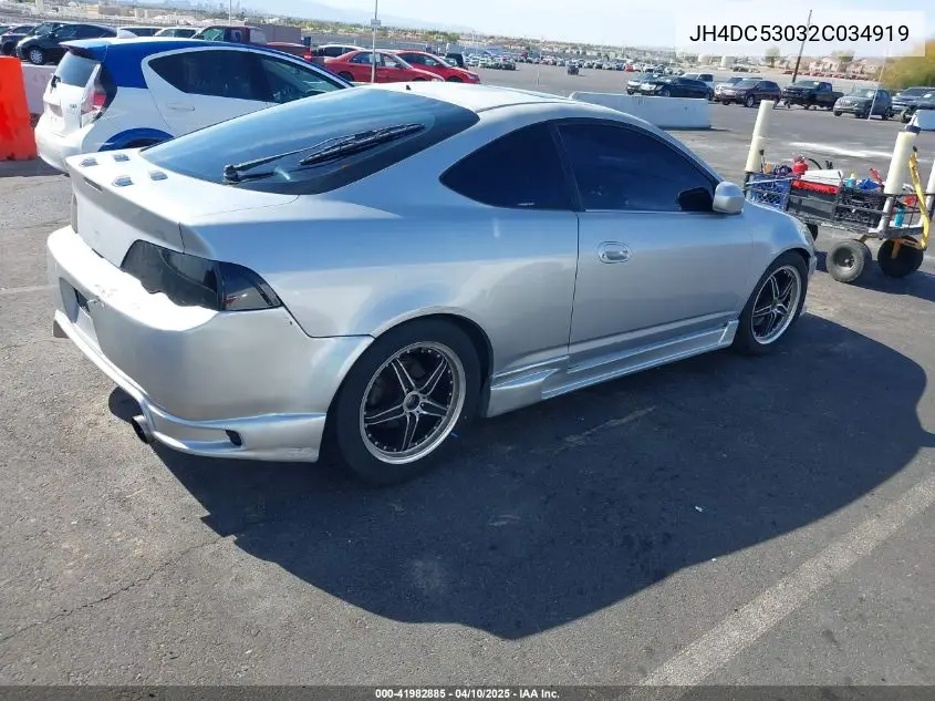 2002 Acura Rsx Type S VIN: JH4DC53032C034919 Lot: 41982885