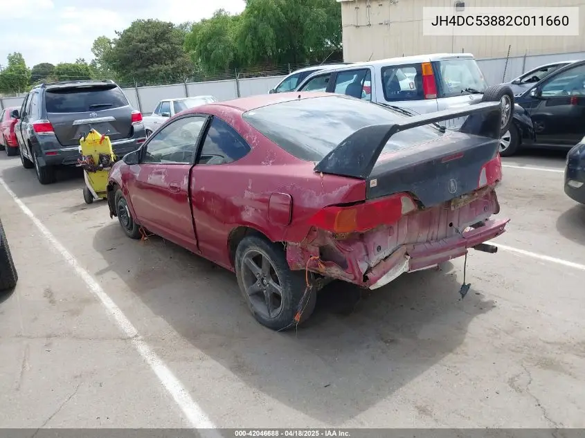2002 Acura Rsx VIN: JH4DC53882C011660 Lot: 42046688