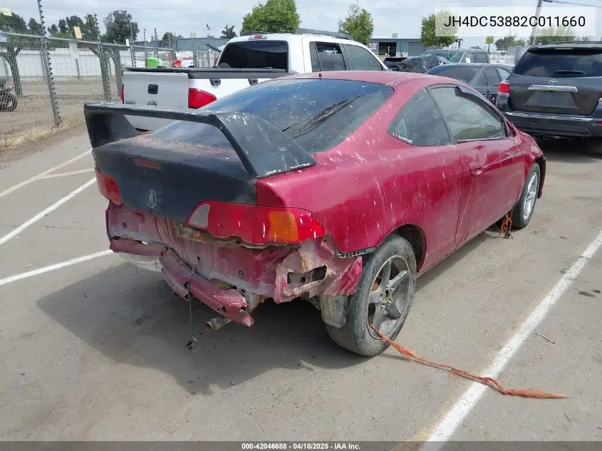 2002 Acura Rsx VIN: JH4DC53882C011660 Lot: 42046688