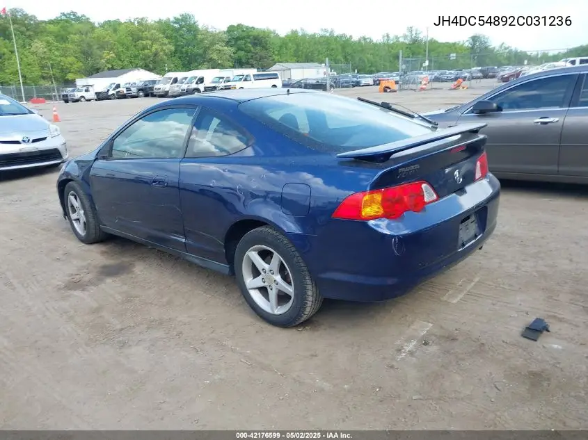 2002 Acura Rsx VIN: JH4DC54892C031236 Lot: 42176599