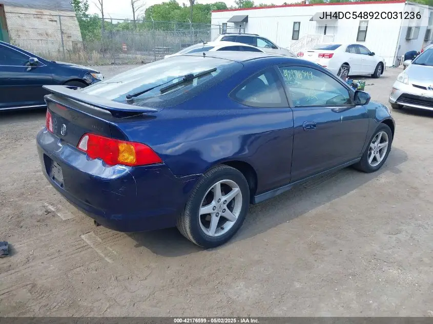 2002 Acura Rsx VIN: JH4DC54892C031236 Lot: 42176599