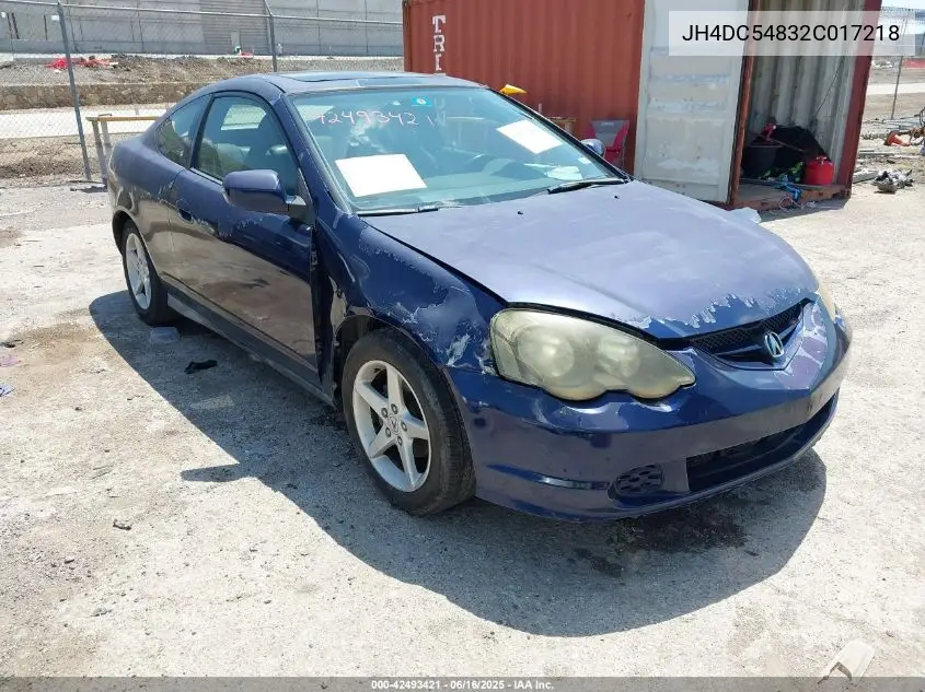 2002 Acura Rsx VIN: JH4DC54832C017218 Lot: 42493421
