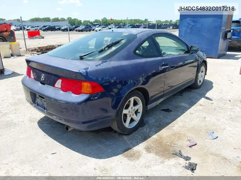 2002 Acura Rsx VIN: JH4DC54832C017218 Lot: 42493421