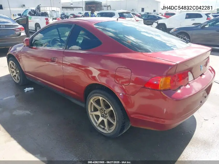 2002 Acura Rsx VIN: JH4DC54832C042281 Lot: 42621905