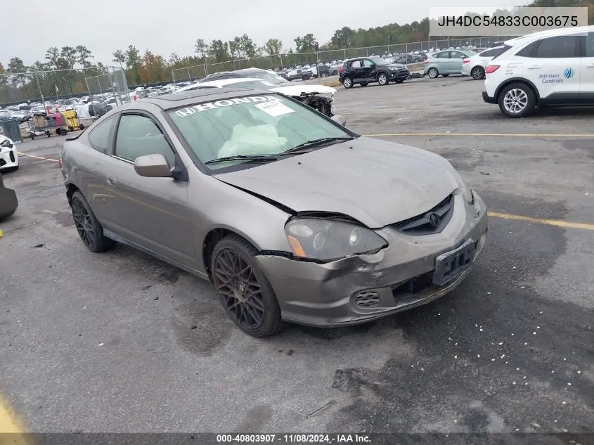 2003 Acura Rsx VIN: JH4DC54833C003675 Lot: 42639646
