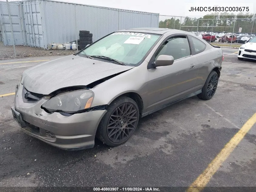 2003 Acura Rsx VIN: JH4DC54833C003675 Lot: 42639646