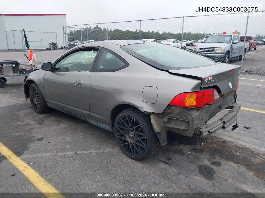2003 Acura Rsx VIN: JH4DC54833C003675 Lot: 42639646