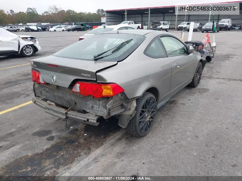 2003 Acura Rsx VIN: JH4DC54833C003675 Lot: 42639646
