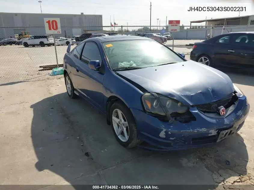 2003 Acura Rsx Type S VIN: JH4DC53043S002231 Lot: 41734362