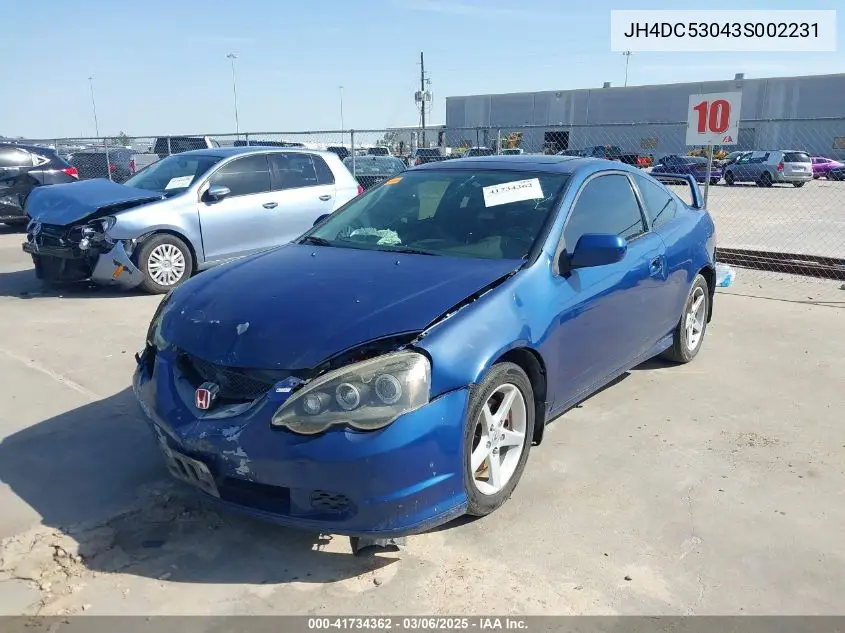 2003 Acura Rsx Type S VIN: JH4DC53043S002231 Lot: 41734362