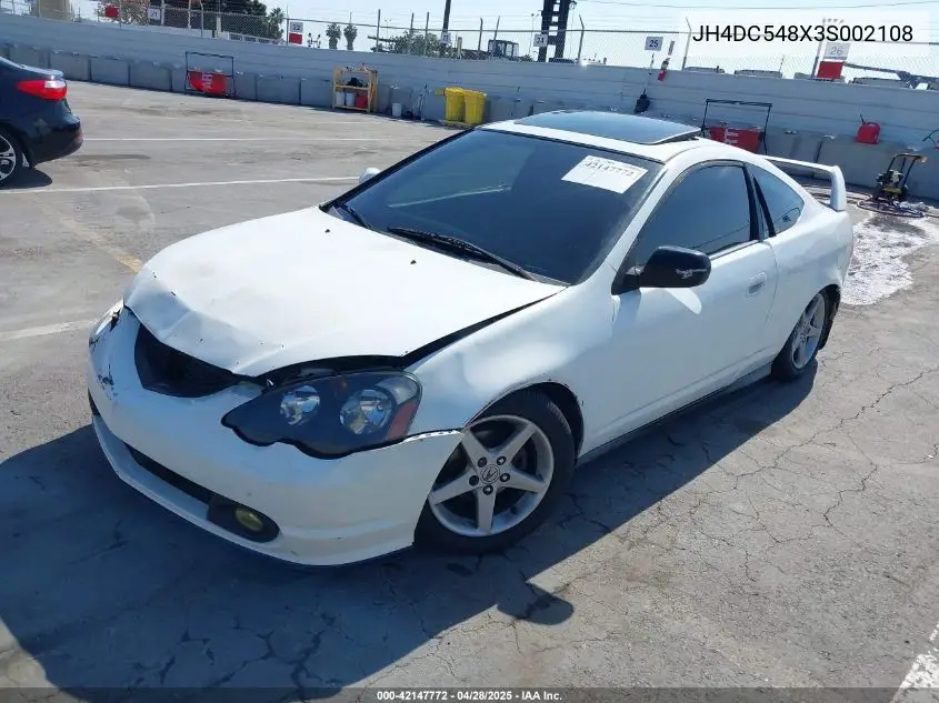 2003 Acura Rsx VIN: JH4DC548X3S002108 Lot: 42147772