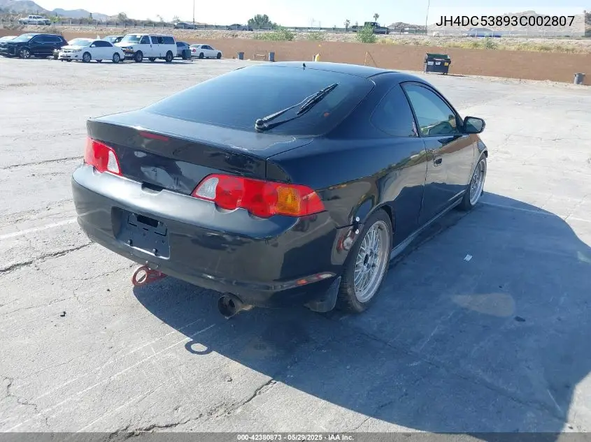 2003 Acura Rsx VIN: JH4DC53893C002807 Lot: 42380873
