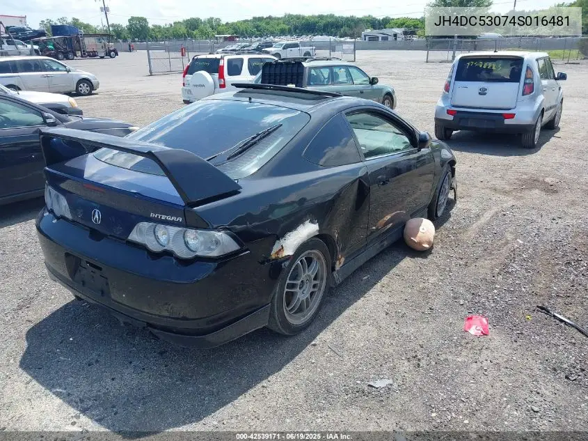 2004 Acura Rsx Type S VIN: JH4DC53074S016481 Lot: 42539171