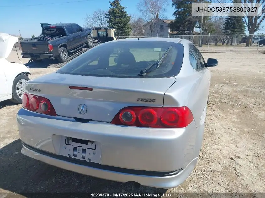 2005 Acura Rsx VIN: JH4DC538758800327 Lot: 12289370