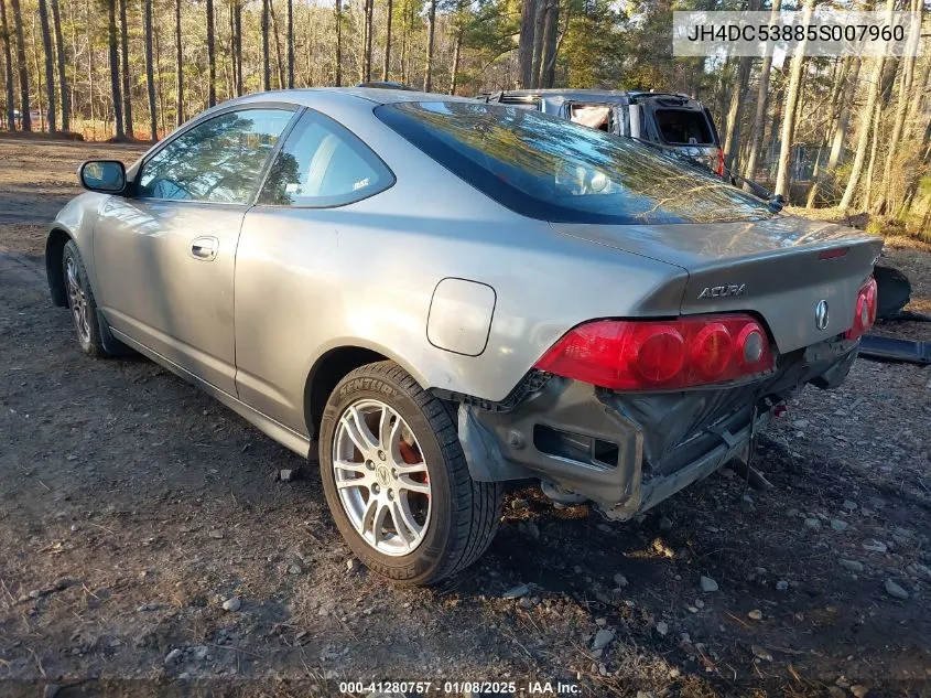 2005 Acura Rsx VIN: JH4DC53885S007960 Lot: 41280757
