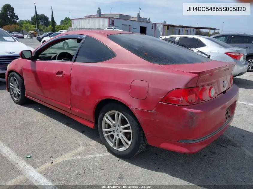 2005 Acura Rsx VIN: JH4DC54865S005820 Lot: 42240712
