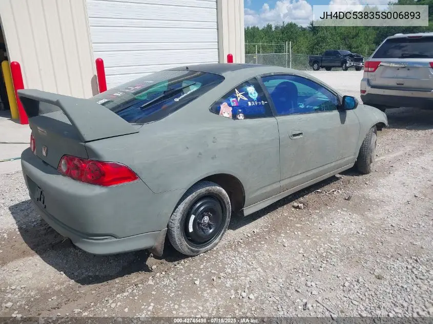 2005 Acura Rsx VIN: JH4DC53835S006893 Lot: 42745498