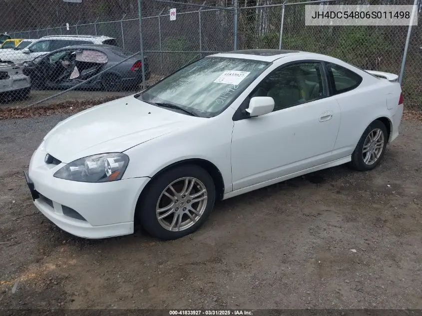 2006 Acura Rsx VIN: JH4DC54806S011498 Lot: 41833927