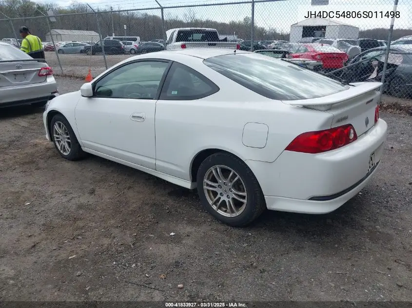 2006 Acura Rsx VIN: JH4DC54806S011498 Lot: 41833927