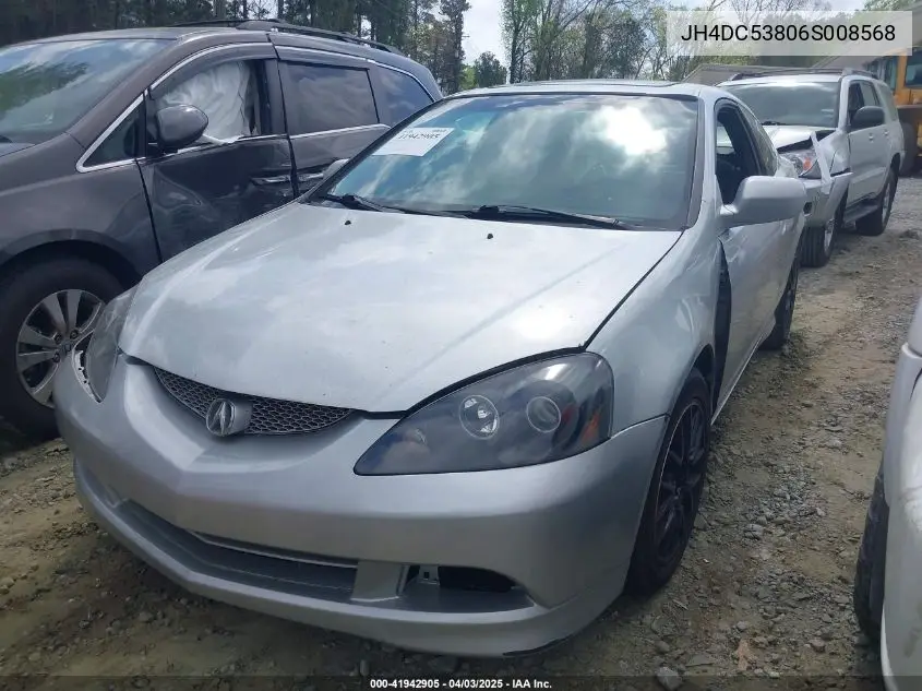 2006 Acura Rsx VIN: JH4DC53806S008568 Lot: 41942905