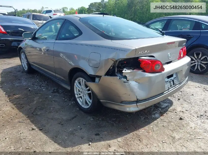 2006 Acura Rsx VIN: JH4DC54826S000454 Lot: 42118593