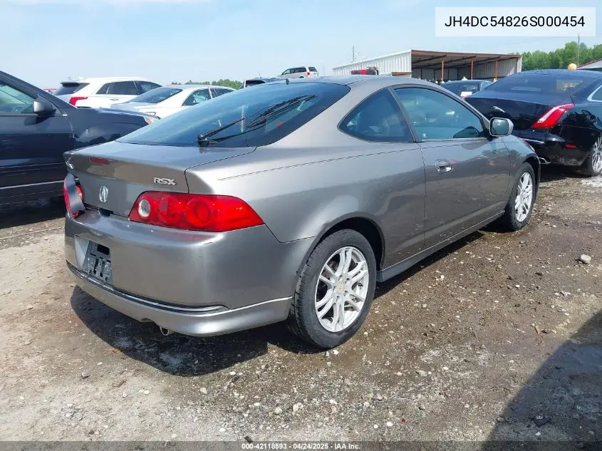 2006 Acura Rsx VIN: JH4DC54826S000454 Lot: 42118593