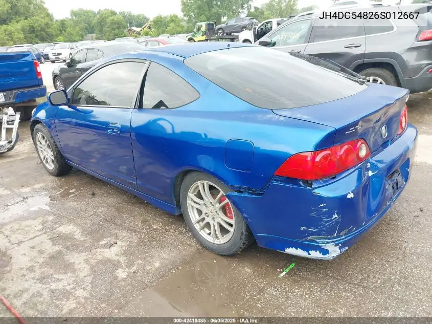 2006 Acura Rsx VIN: JH4DC54826S012667 Lot: 42419485