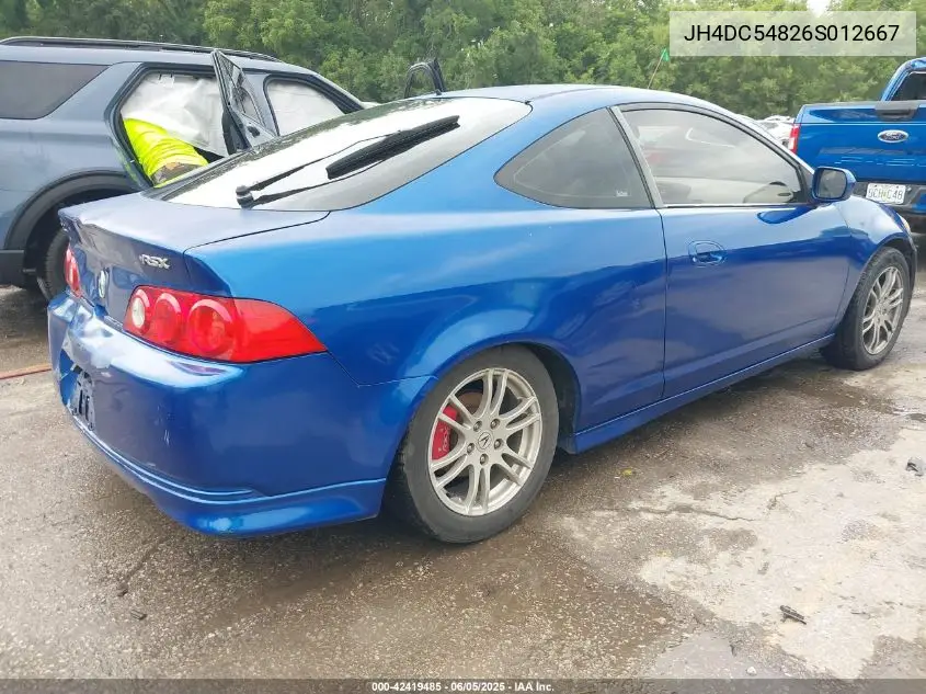 2006 Acura Rsx VIN: JH4DC54826S012667 Lot: 42419485