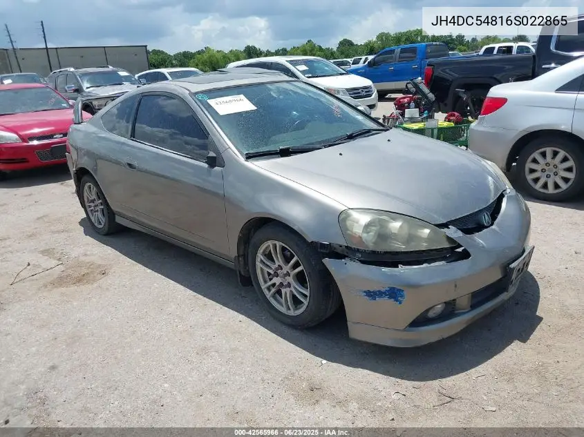 2006 Acura Rsx VIN: JH4DC54816S022865 Lot: 42565966