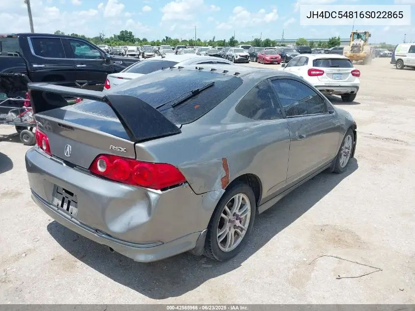 2006 Acura Rsx VIN: JH4DC54816S022865 Lot: 42565966