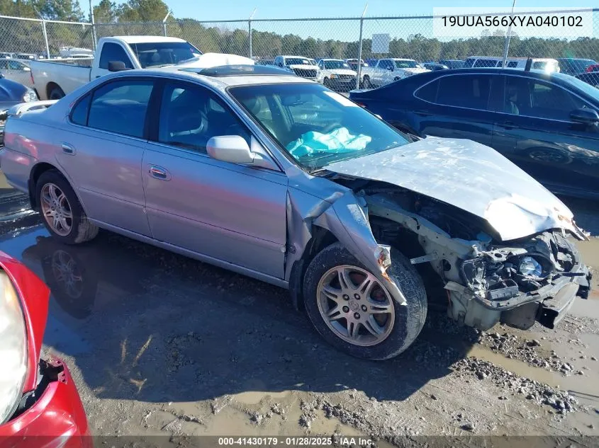 2000 Acura Tl 3.2 VIN: 19UUA566XYA040102 Lot: 41430179