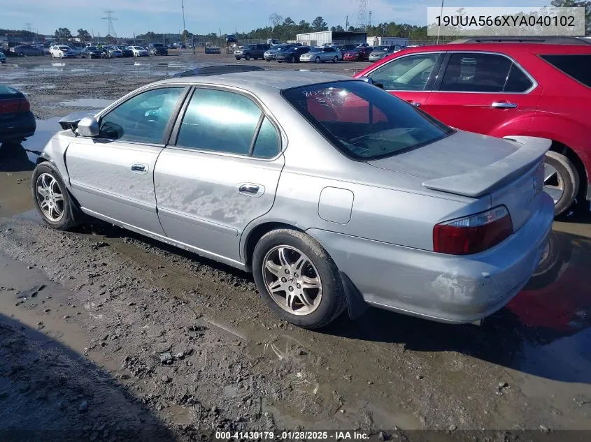 2000 Acura Tl 3.2 VIN: 19UUA566XYA040102 Lot: 41430179