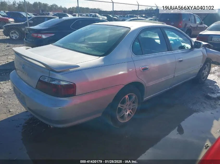 2000 Acura Tl 3.2 VIN: 19UUA566XYA040102 Lot: 41430179