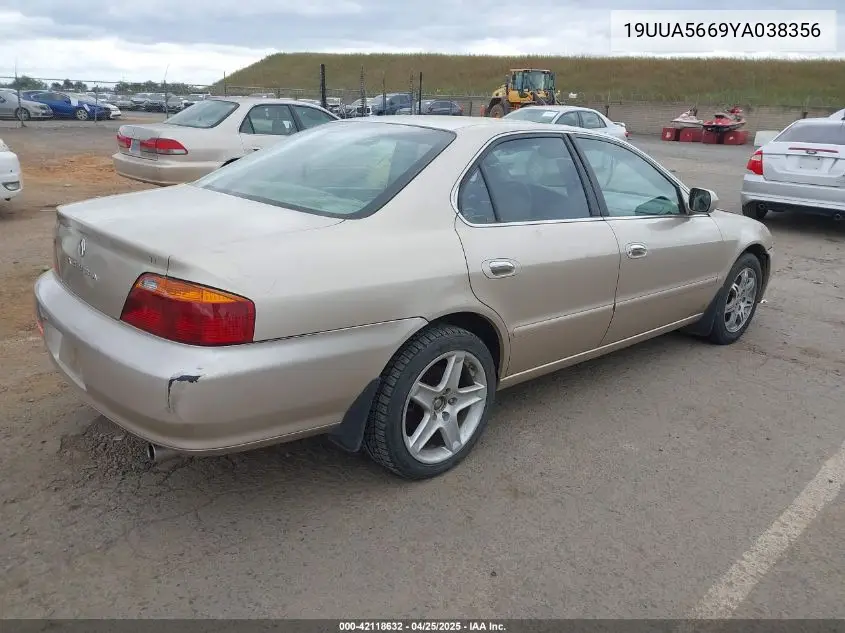 2000 Acura Tl 3.2 VIN: 19UUA5669YA038356 Lot: 42118632