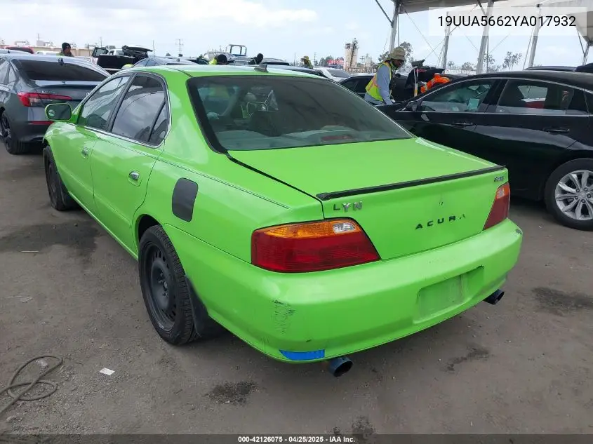 2000 Acura Tl 3.2 VIN: 19UUA5662YA017932 Lot: 42126075