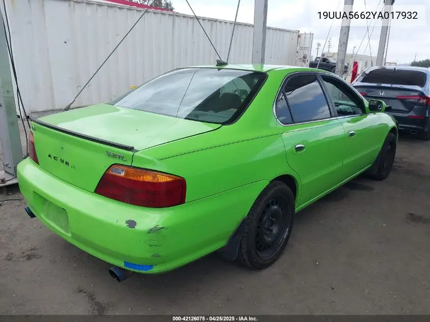 2000 Acura Tl 3.2 VIN: 19UUA5662YA017932 Lot: 42126075