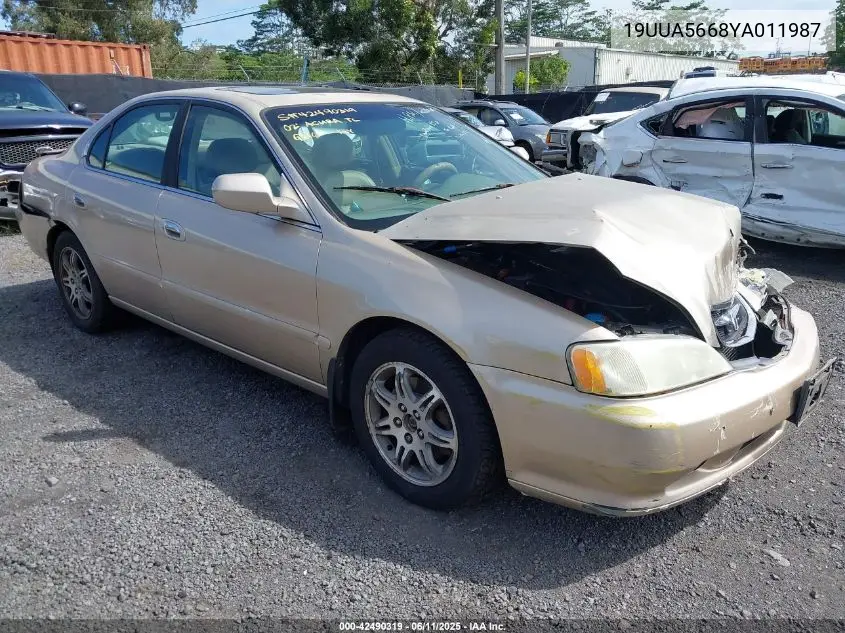 2000 Acura Tl 3.2 VIN: 19UUA5668YA011987 Lot: 42490319