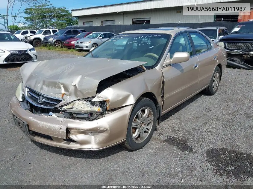 2000 Acura Tl 3.2 VIN: 19UUA5668YA011987 Lot: 42490319