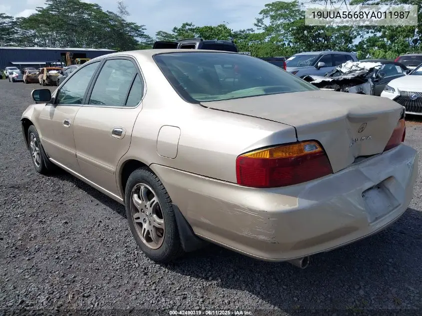2000 Acura Tl 3.2 VIN: 19UUA5668YA011987 Lot: 42490319