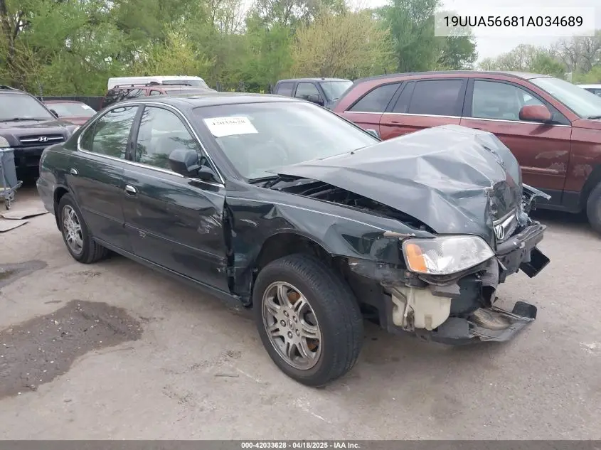 2001 Acura Tl 3.2 VIN: 19UUA56681A034689 Lot: 42033628