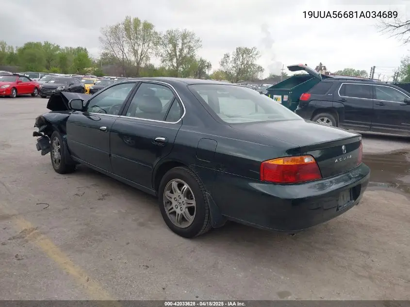 2001 Acura Tl 3.2 VIN: 19UUA56681A034689 Lot: 42033628