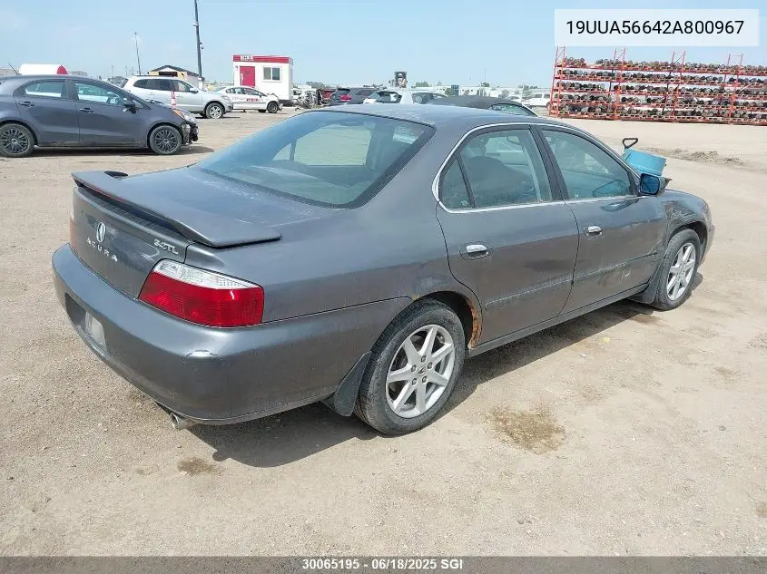 2002 Acura 3.2Tl VIN: 19UUA56642A800967 Lot: 30065195