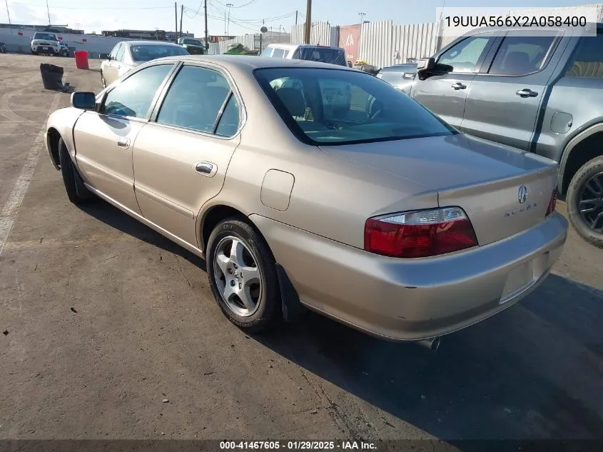 2002 Acura Tl 3.2 VIN: 19UUA566X2A058400 Lot: 41467605