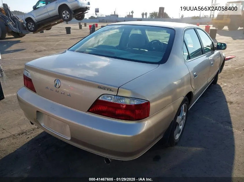 2002 Acura Tl 3.2 VIN: 19UUA566X2A058400 Lot: 41467605